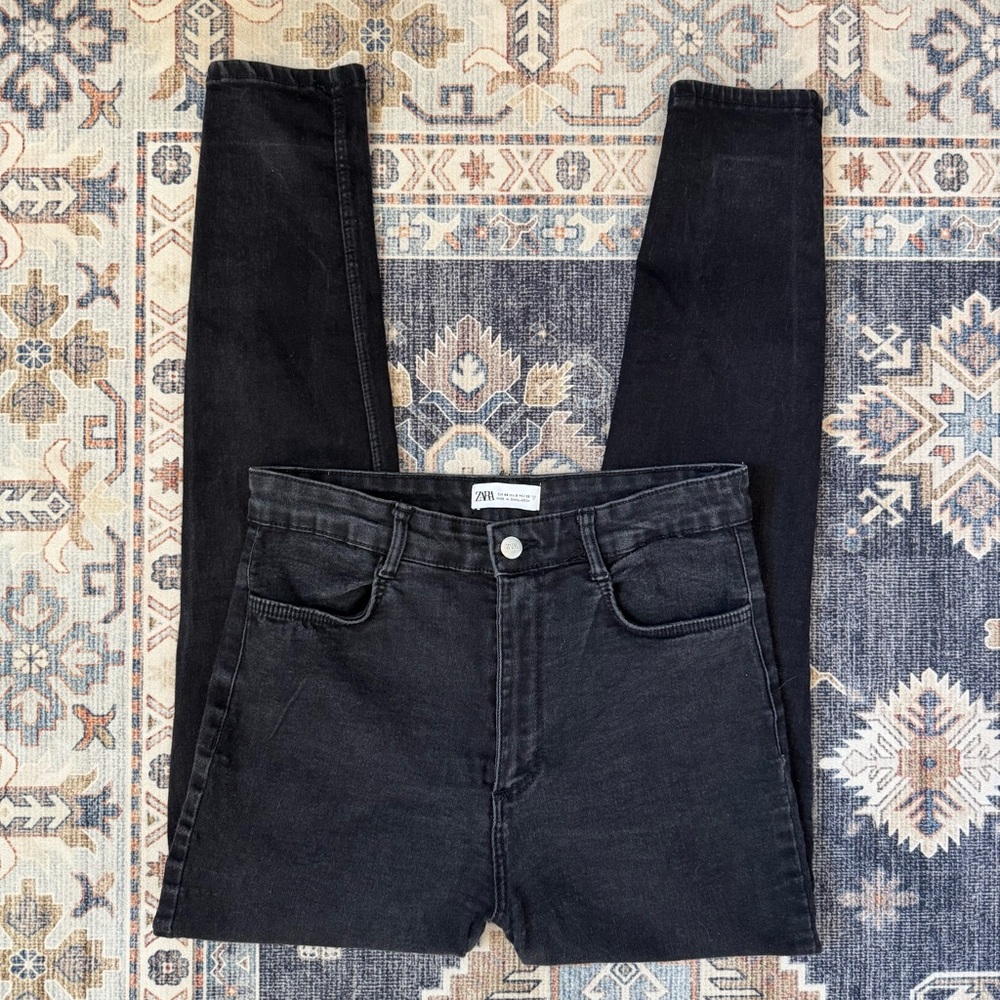 Zara High-Waist Black Skinny Jeans Women's Size 8 - Picture 2 of 12